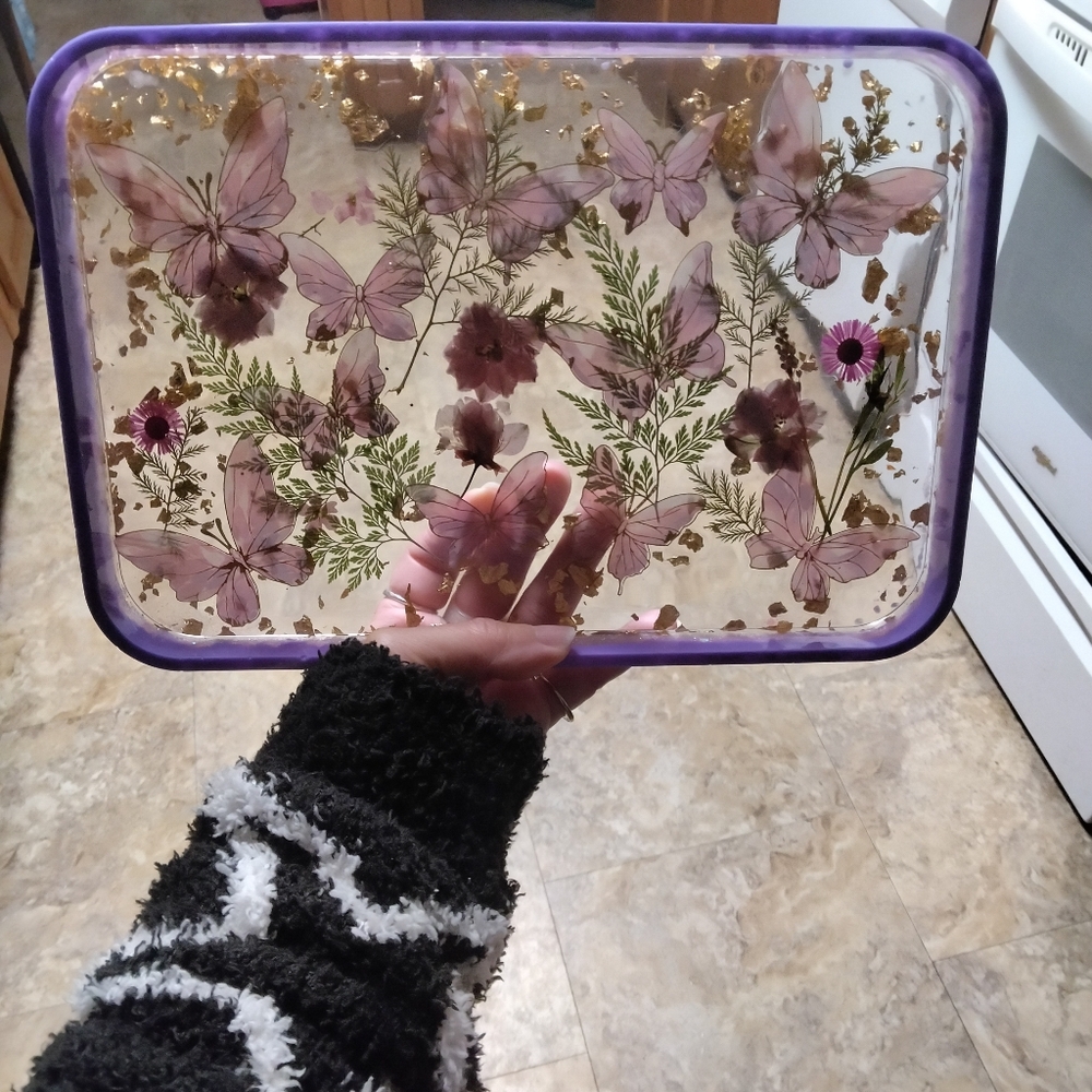 Purple Butterfly Floral Tray - Picture 2 of 4